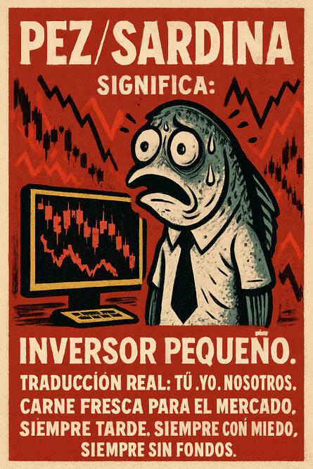 “Bear Market: Todo baja menos tu presión arterial. Te dices que es oportunidad de compra, pero por dentro solo ves cómo se evapora el sueldo y la fe. Bienvenido a la fase zen del mercado: aceptación, resignación y una vela roja en el horizonte